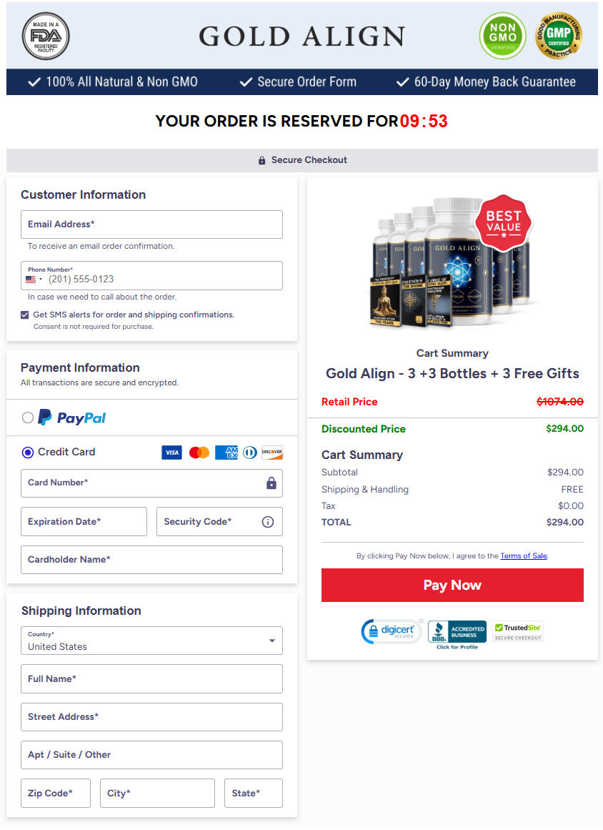Gold Align Official Website Secure Order Page